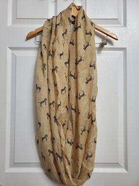 Beige Zebra Print Infinity Scarf